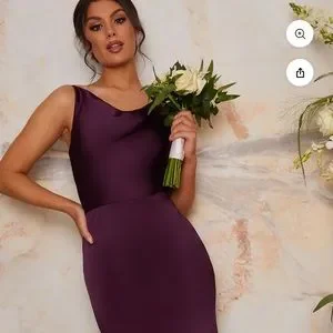 Chi Chi London Dresses Nwot Chi Chi London Alexandria Cowl Neck Satin Slip Trumpet Purple Gown Size 8 Poshmark